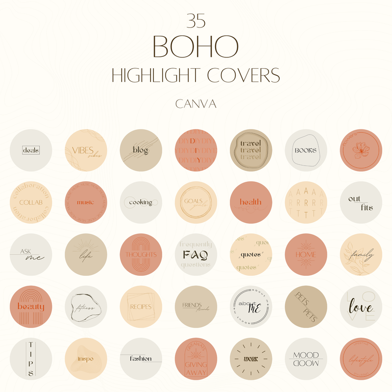35 Boho Highlight Covers | Neutral Color