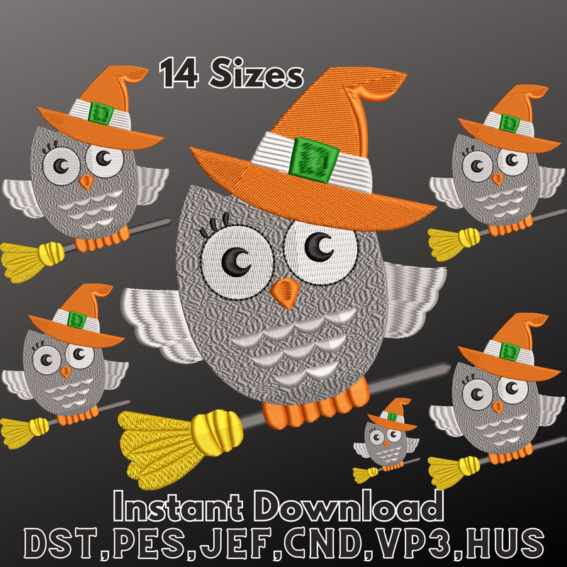 Spooky Halloween Owl embroidery design