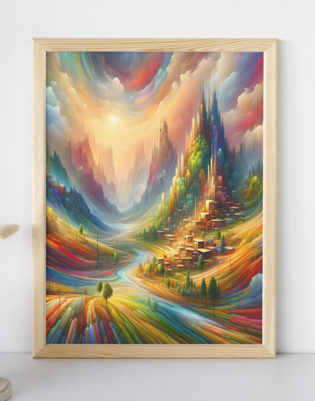 Colorful Dreamscape Village Wall Art