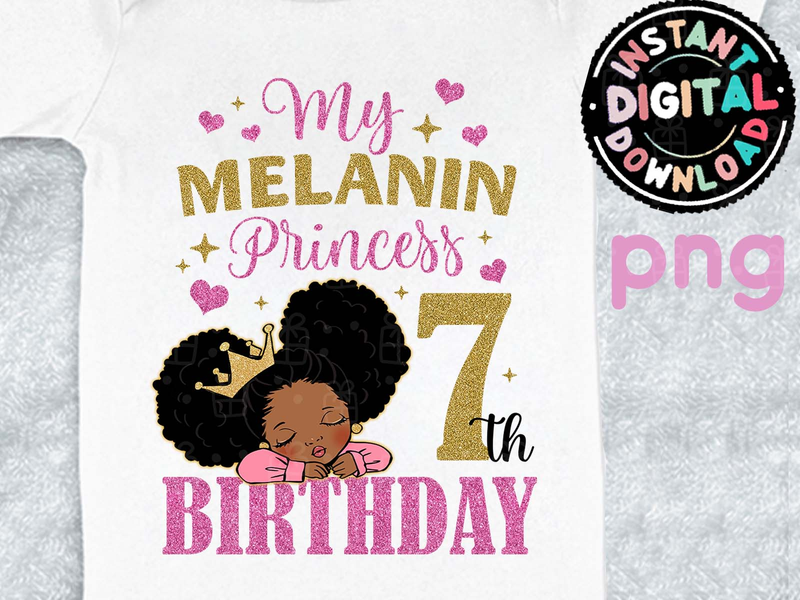 Melanin Princess 7th Birthday Digital