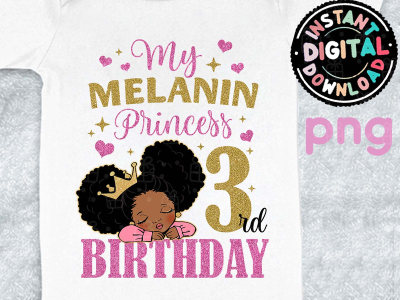 Melanin Princess 3rd Birthday Digital