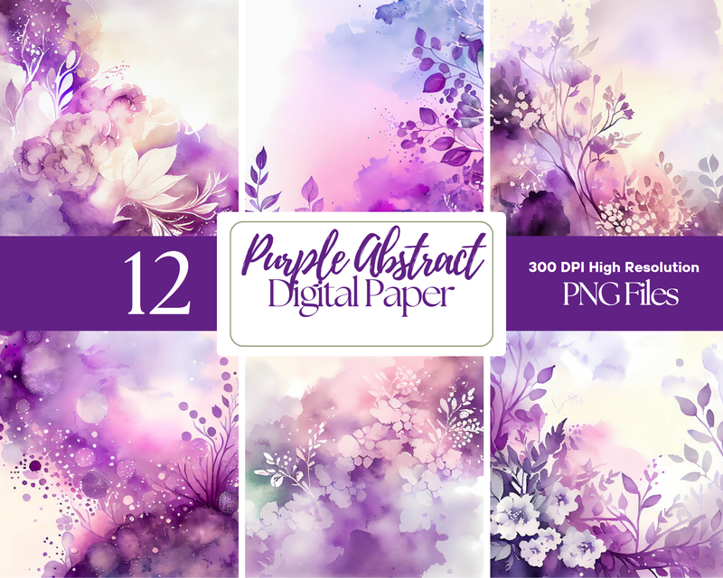 Purple Floral Abstract Digital Paper