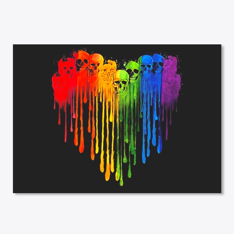 LGBT Rainbow Skull Heart