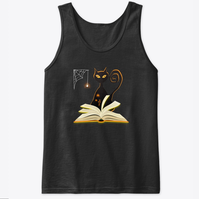 Black Cat Reading Book Halloween T Shirt