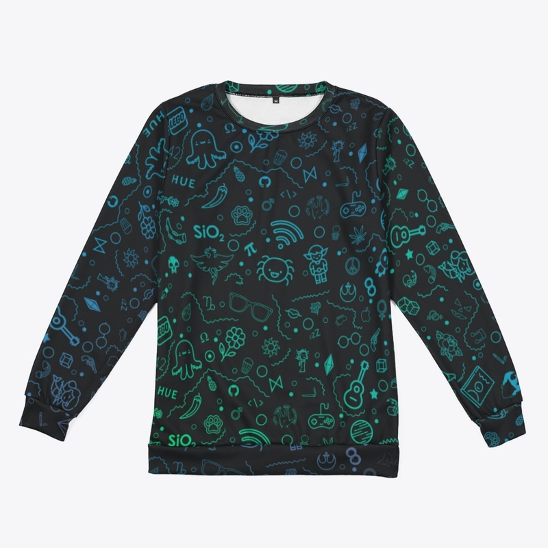 colourful neon icons t-shirt
