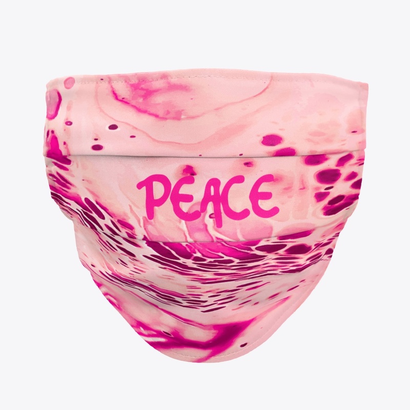 Pink Marble "PEACE" Face Mask