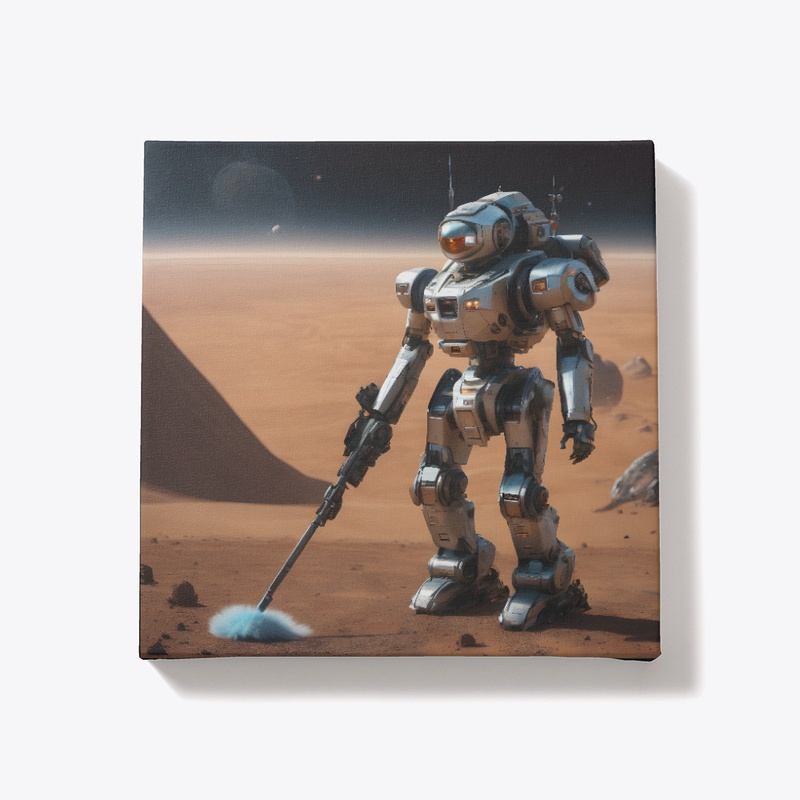 Robot with a feather duster