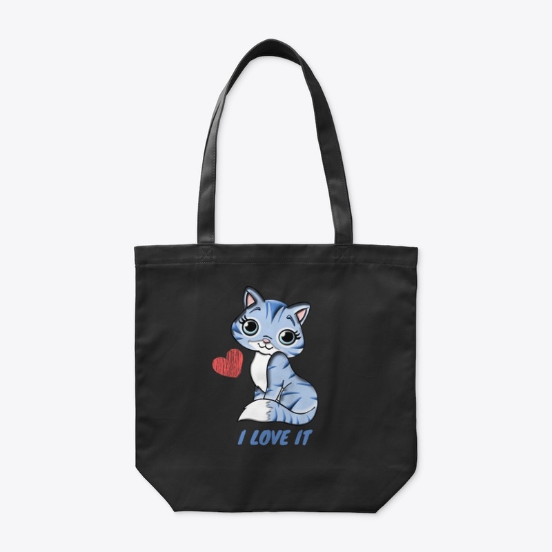 I LOVE IT FUNNY DESIGN BLUE CAT