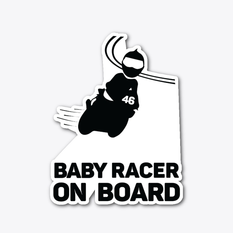 CAR WINDOW STICKER - BABY RACER ON BOARD