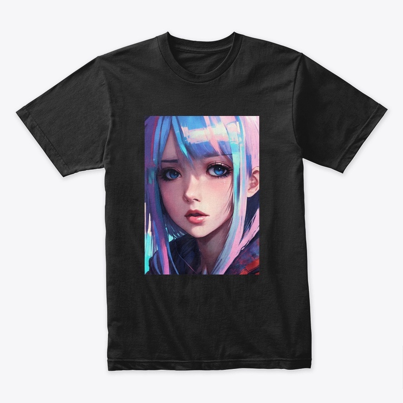 glitched attractive anime emo girl