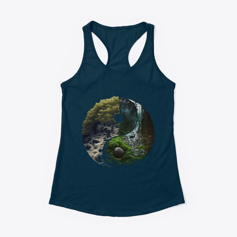 landscape forest waterfall yin yang