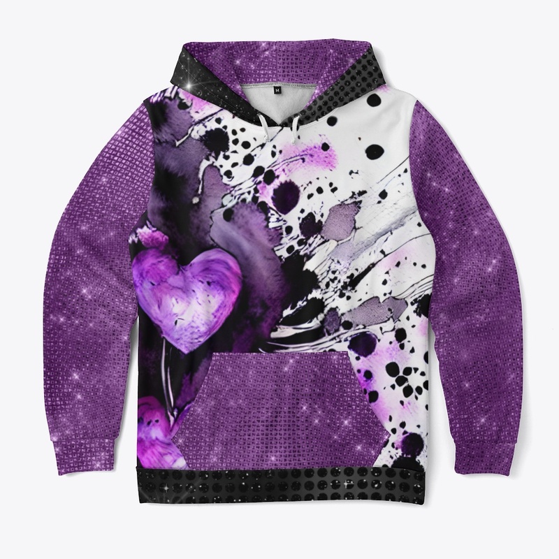 Black, Purple and White Abstract Heart 