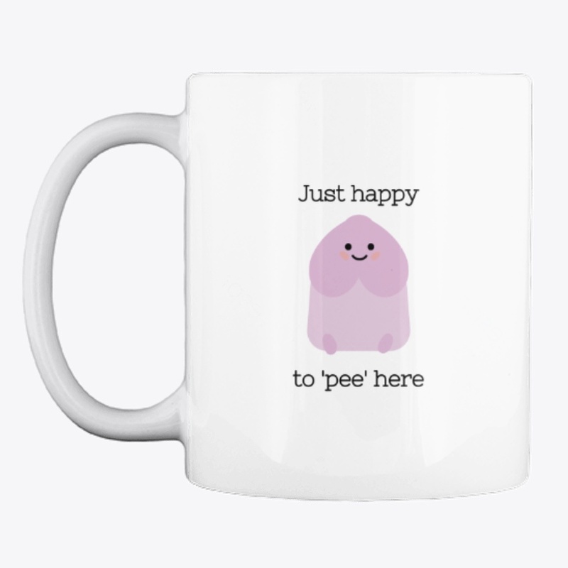 Happy to pee here mug