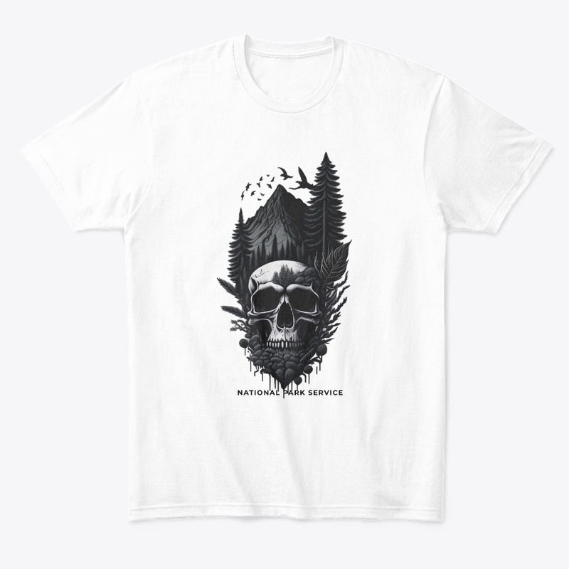 National Parks Black and White Skull tee