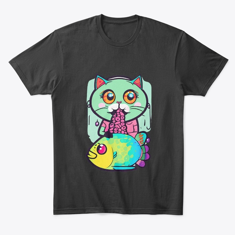 Cat and a fish with Picasso Style