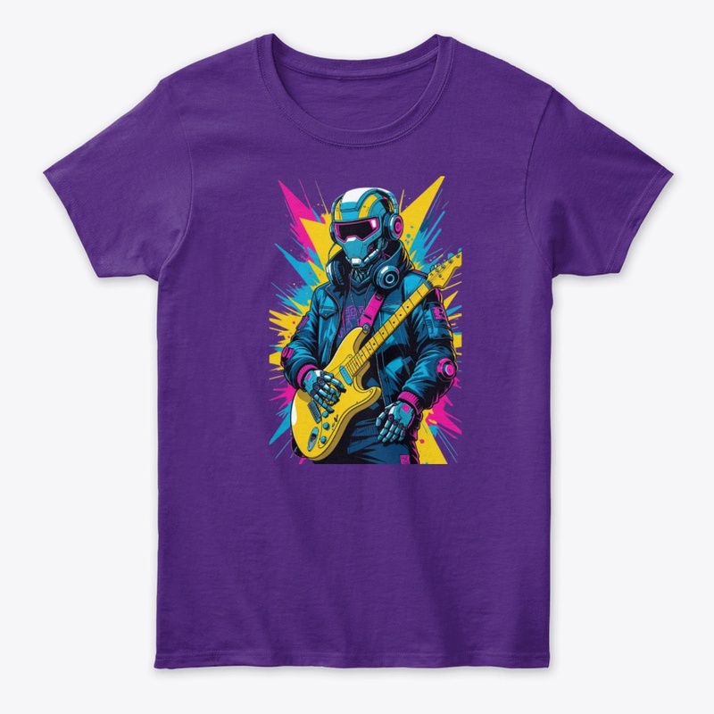 Neon Cyborg DJ Guitar Hero T-Shirt
