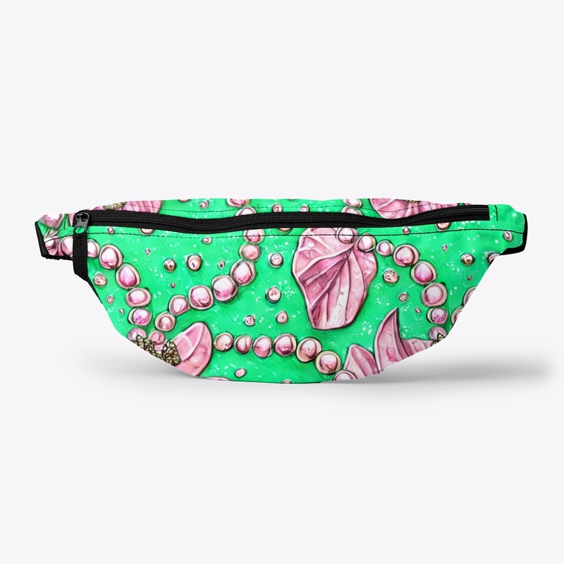 Green Background with Pink Pearls 