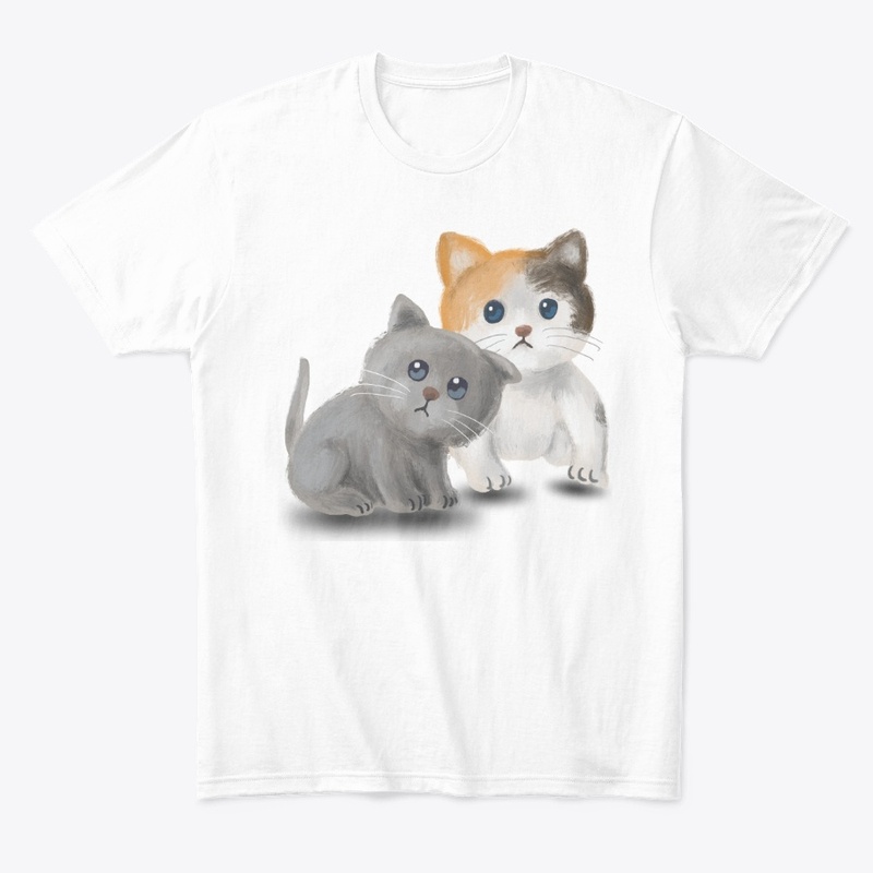 Cute Watercolor Kittens Big Eyes Design