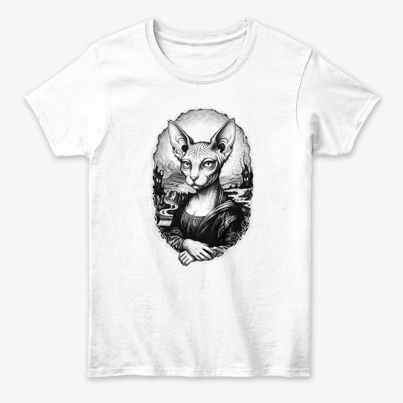 Sphynx Mona Lisa: Gothic Ink Art