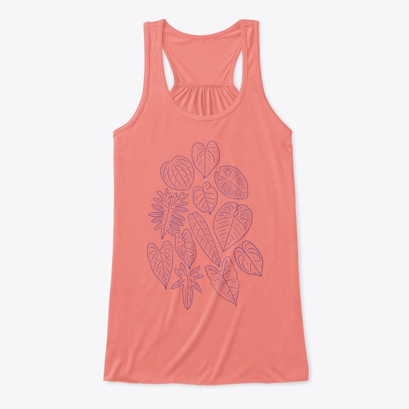 Tropical Houseplant Leaves Line Art
