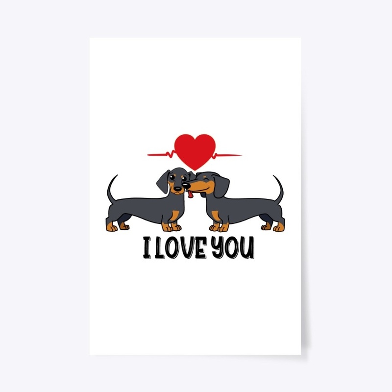 I Love You Cute Dachshund Couple