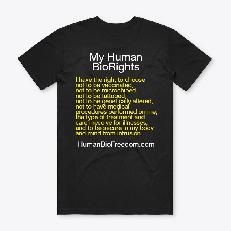 My Human BioRights on back of garment.