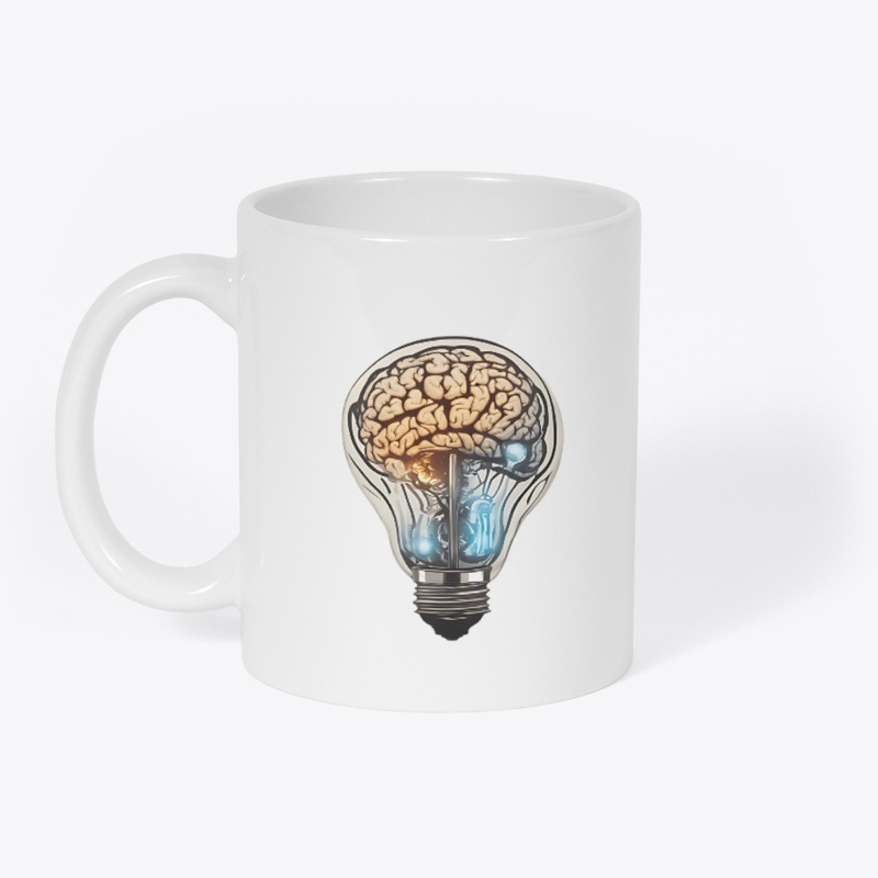 caravel-shaped light bulb with a brain
