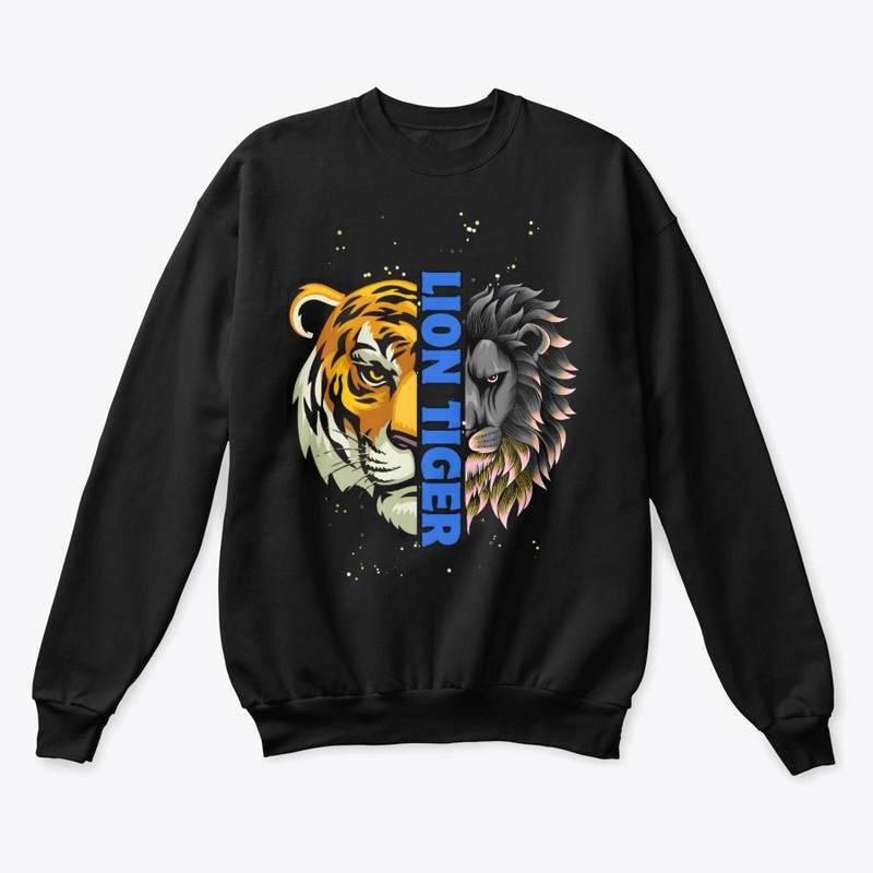 Lion Tiger Black Long Sleeve-Hoodie