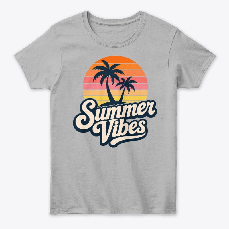 Summer Vibes Sunset Palm Trees Graphic
