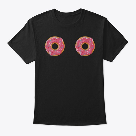 Womens Donut Boobs Shirt  Funny Doughnut Black T-Shirt Front