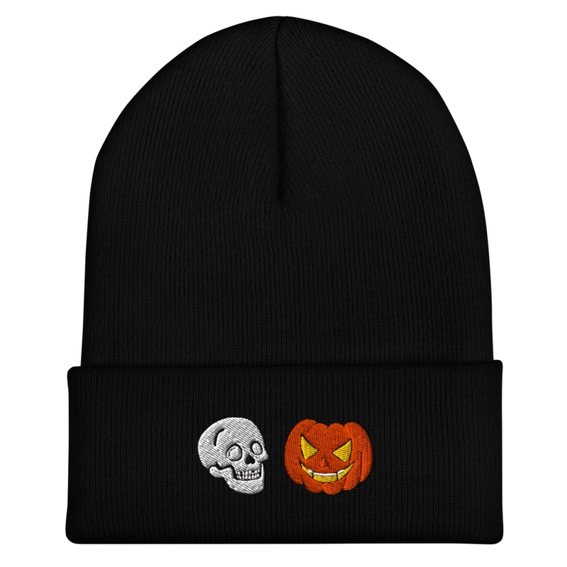 Skull & JackoLantern Beanie Embroidery