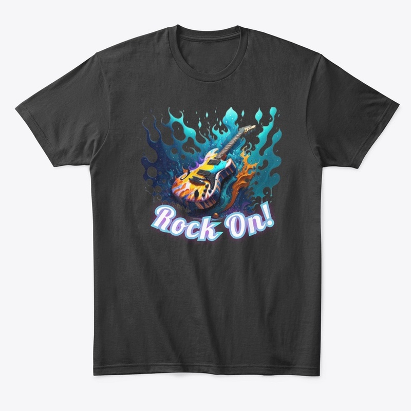 Rock on Neon Guitar Graphic 