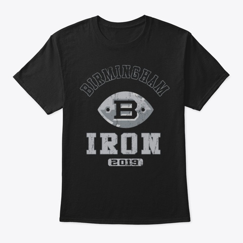 Vintage Birmingham Football Iron 2019 Sh Black T-Shirt Front