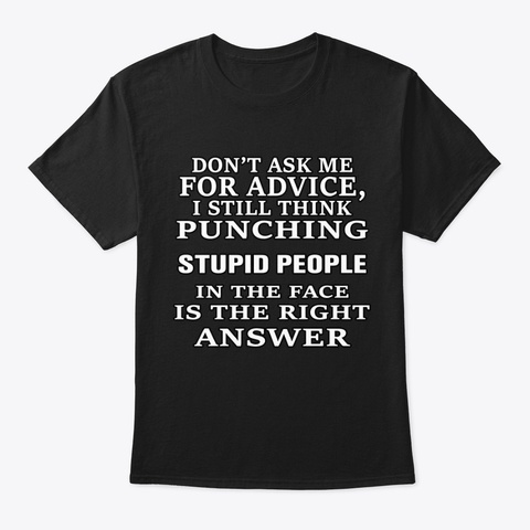 Punching Stupid People Black T-Shirt Front