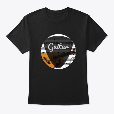 Acoustic Guitar Pick Black T-Shirt Front