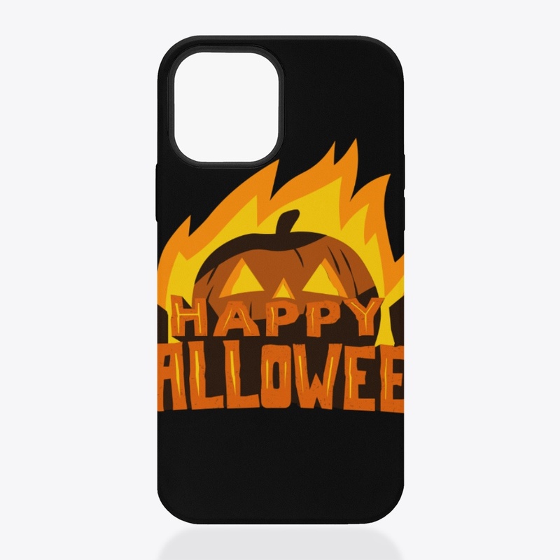 Fire happy Halloween text design 