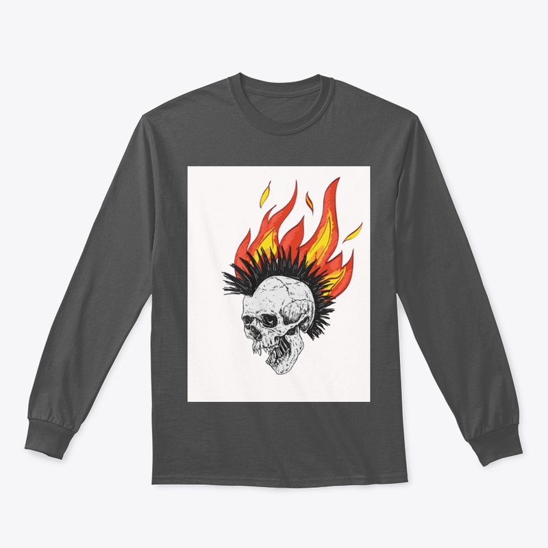black orange gothic skull flame 
