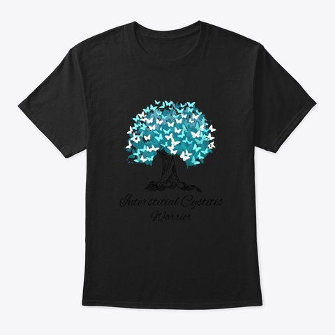 Interstitial Cystitis Warrior Butterfly  Black T-Shirt Front
