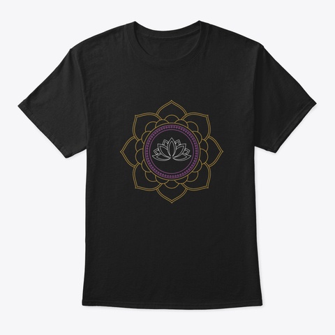 Lotus Flower Yoga Meditation Om Black T-Shirt Front