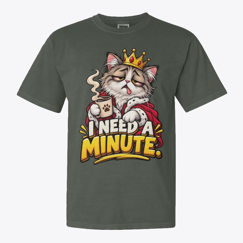 I Need a Minute Sleepy Cat Coffee Funny 