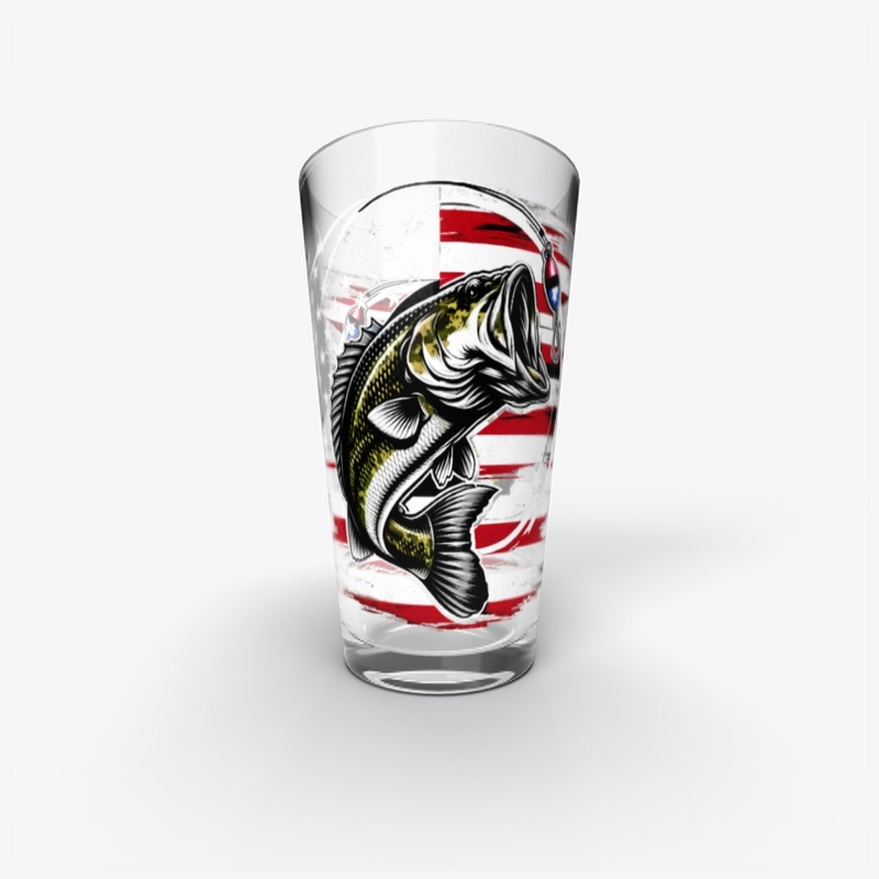 Cute Bass Fishing American Flag Pride