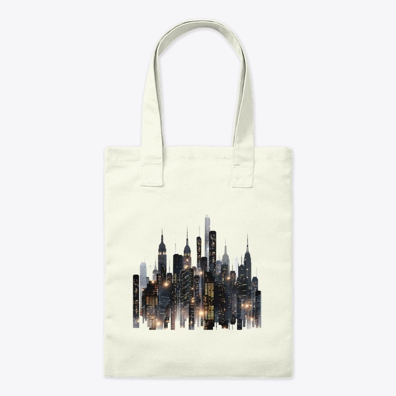  City skyline illuminated at night.