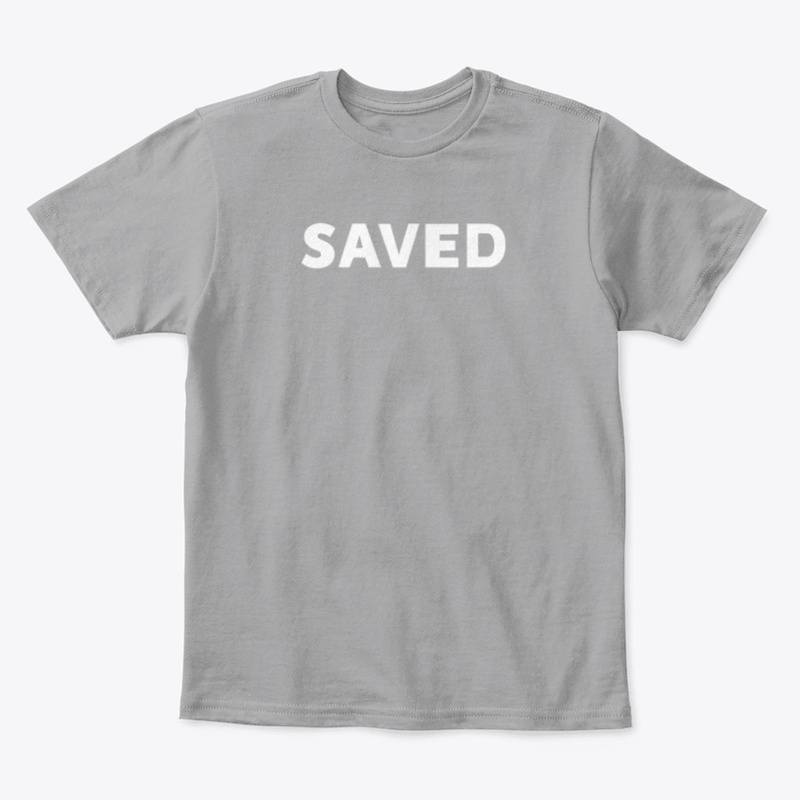 "SAVED"  White Text