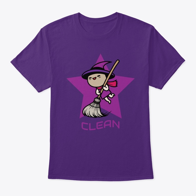 cute witch riding broomstick