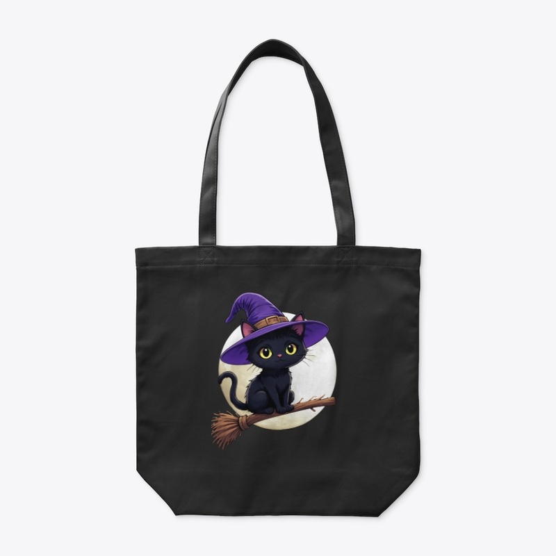 Black Cat Witch Halloween Tee