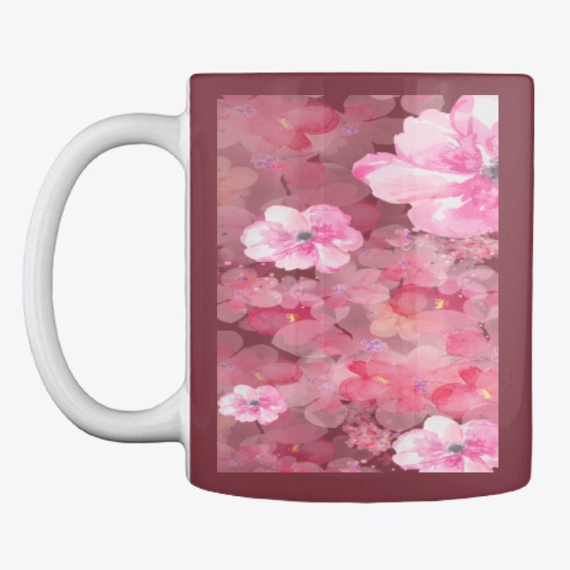 Red white transparent Floral design.