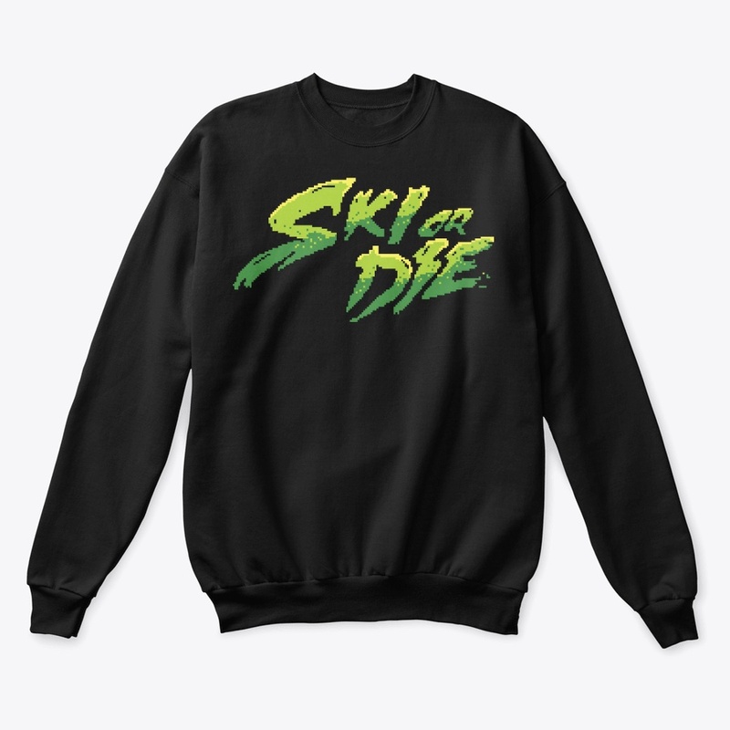 Acid Green Ski or Die Pixel art Logo