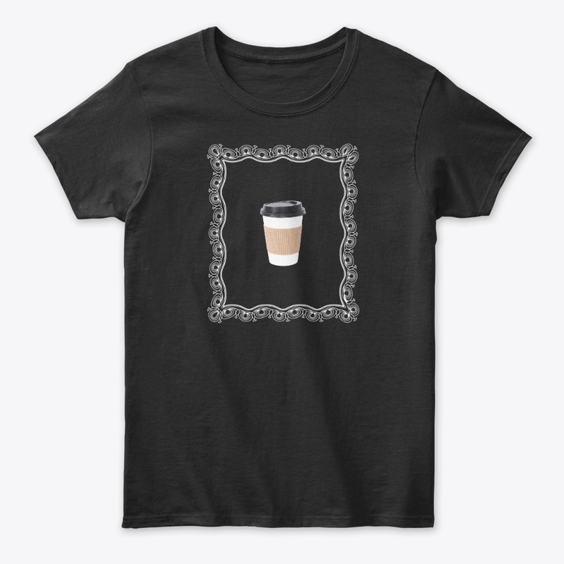 Takeaway coffee cup in ornate frame