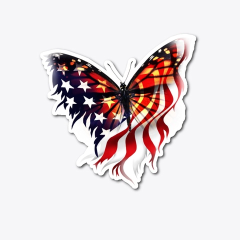 Butterfly Us Flag Sticker Standard Camiseta Front