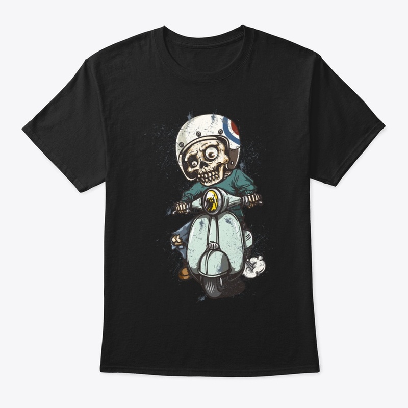 Humorous Skeleton on Scooter.